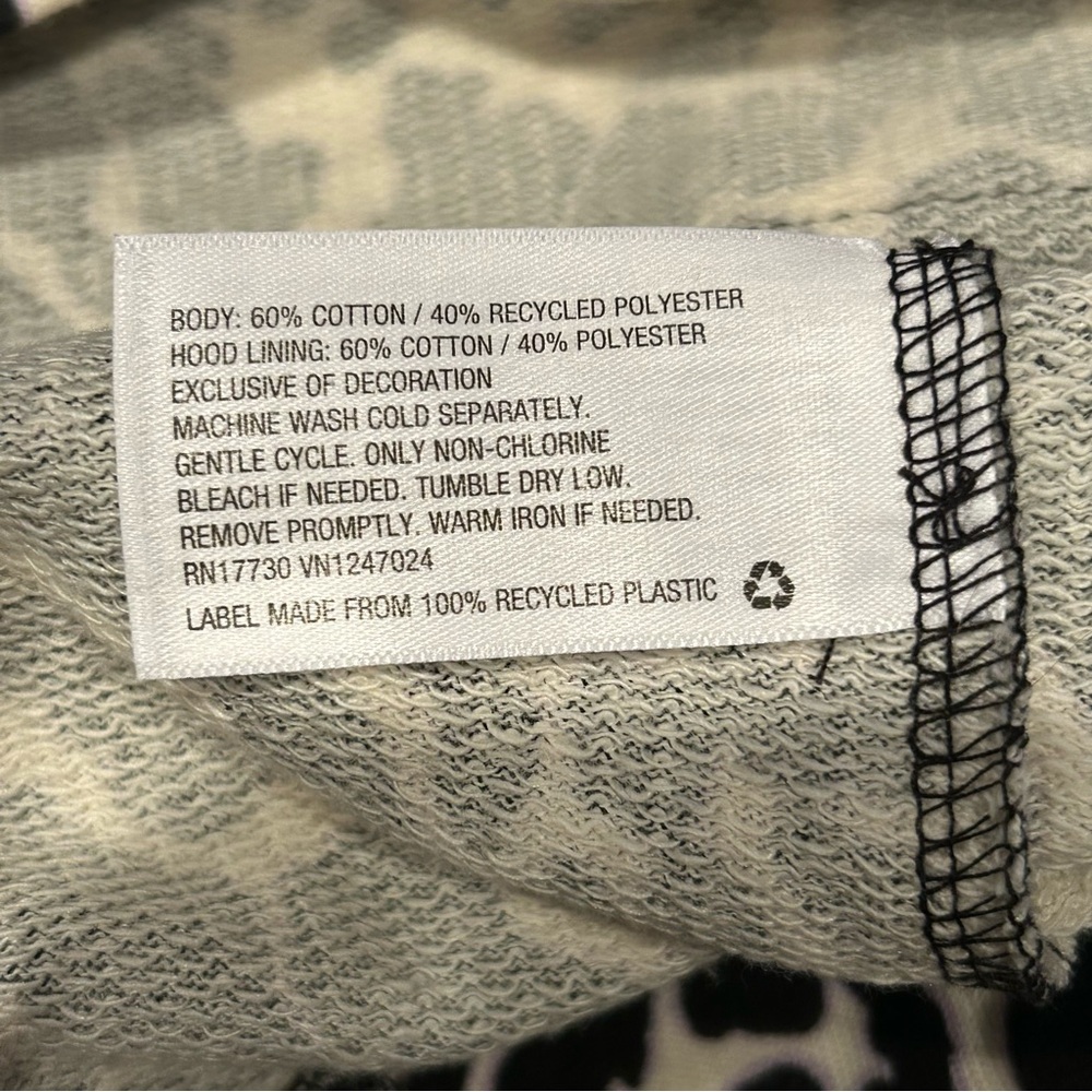 Sandy Liang Target Black White‎ Animal Print Ruffle Hoodie Sweatshirt 2X, 4X NWT - Picture 8 of 13